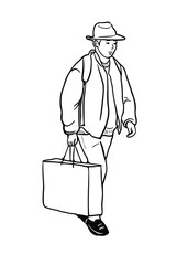 man walking casual style street wear man hand drawn art illustration