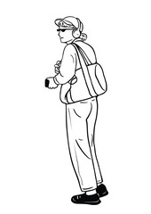 man walking casual style street wear man hand drawn art illustration