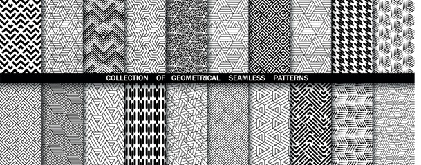 Geometric set of seamless black and white patterns. Simpless vector graphics