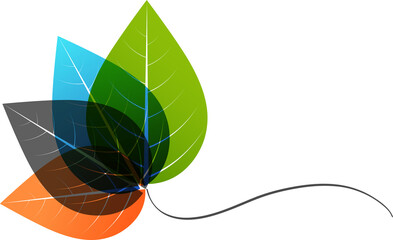Four leaves health environmental logo. Green Leaf logo, health icon  illustration 
