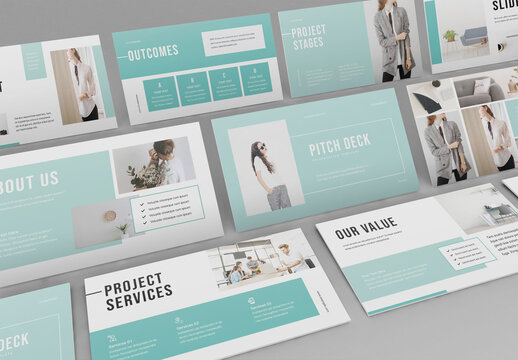Pitch Deck Presentation Layout with Pest Color Accent