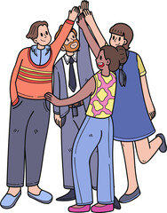 Businessman Team Working Brainstorm For Success illustration in doodle style