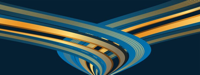 Abstract dark blue gold background vector