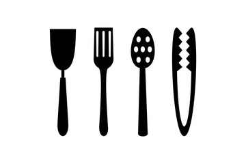 Kitchen Utensils Silhouette Vector	