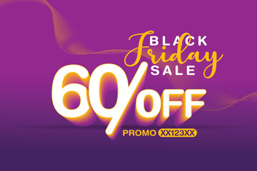 black friday sale 60 percent off sale tags for sale promotion and discounts, promo code