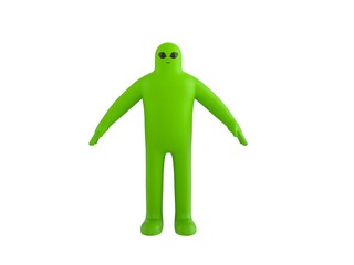 green alien character in 3d rendering