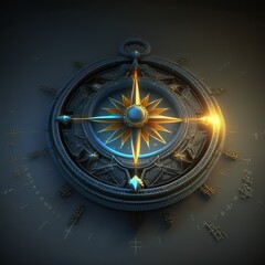 Beautiful ancient compass astrolabe, generative ai
