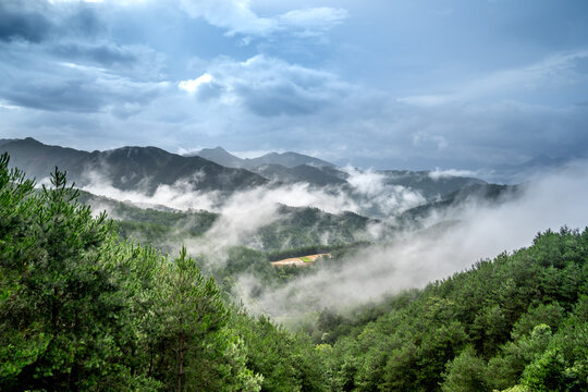 The stairs leading to a peak of a high mountain, where there is a landmark 1305 delimiting the boundary between Vietnam and China at Binh Lieu district, Quang Ninh province, Vietnam. 