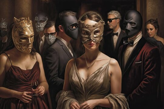 Elegant high society masked party, generative ai