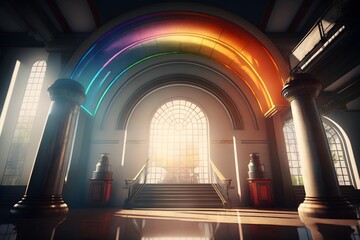 Hall cathedral created using Generative AI Technology