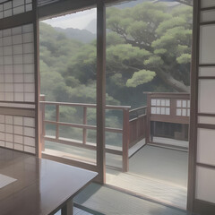 Fototapeta premium The Mountain Village Inn created with Generative AI