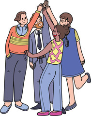 Businessman Team Working Brainstorm For Success illustration in doodle style