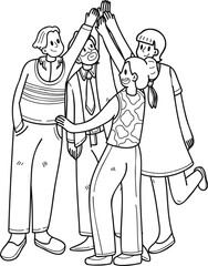 Businessman Team Working Brainstorm For Success illustration in doodle style