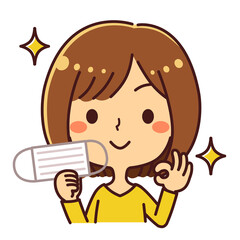 マスク解禁　女性　イラスト素材