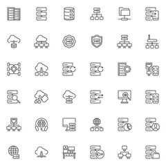 Database and network line icons set