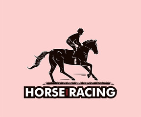 HORSE RACING LOGO, silhouette of smart horse race vector illustrations