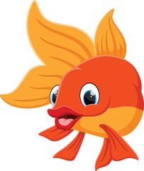 Cartoon gold fish isolated on white background