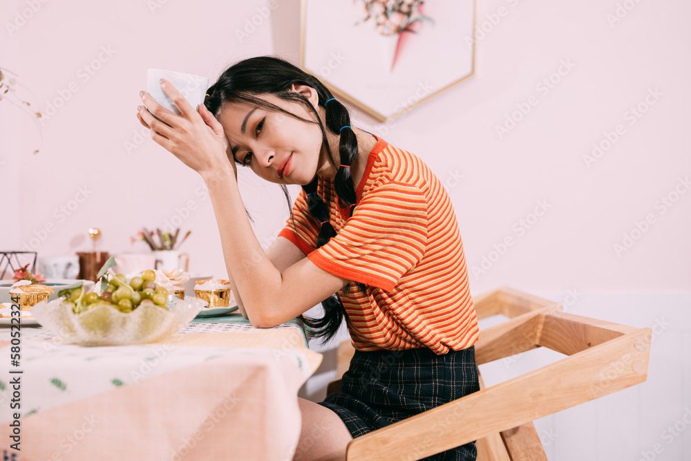 Wall mural portrait of an asian young woman