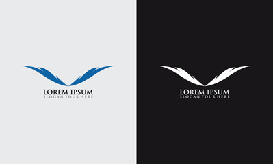blue feather concept creative design wing logo