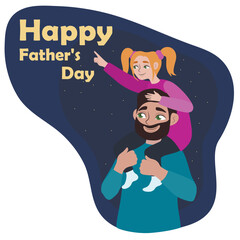 Greeting card for Father's Day with young man and his daughter