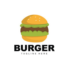 Burger Logo, Bread Vector, Meat And Vegetable, Fast Food Design, Burger Shop And Product Brand Icon Illustration