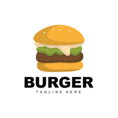 Burger Logo, Bread Vector, Meat And Vegetable, Fast Food Design, Burger Shop And Product Brand Icon Illustration