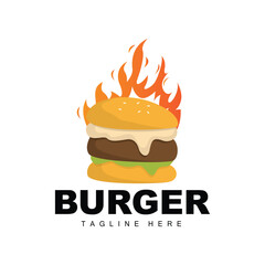 Burger Logo, Bread Vector, Meat And Vegetable, Fast Food Design, Burger Shop And Product Brand Icon Illustration