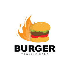 Burger Logo, Bread Vector, Meat And Vegetable, Fast Food Design, Burger Shop And Product Brand Icon Illustration