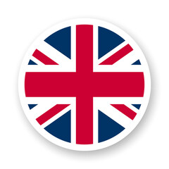 Flag of United Kingdom flat icon. Round vector element with shadow underneath. Best for mobile apps, UI and web design.