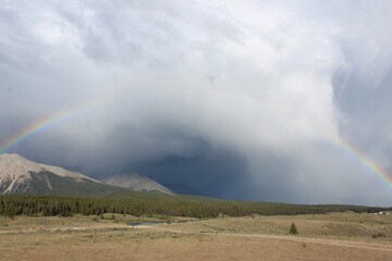 Rainbow Over a Mountain