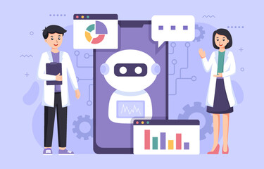 Artificial intelligence design vector. AI technology and cyber background and banner. Futuristic technology service and communication artificial intelligence concept