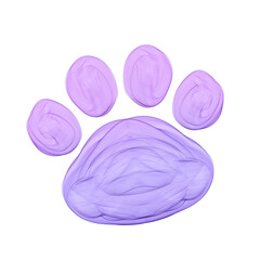 Cute purple paw print stationary sticker oil painting
