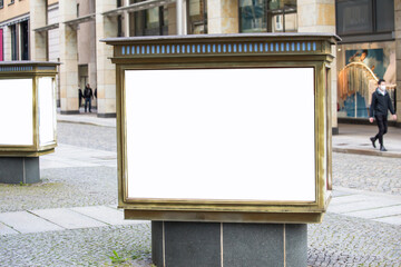 Blank billboard at city road on day noon light.