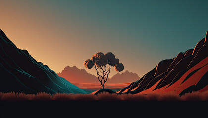 Dawn 3D Landscape Background created with Generative AI Tools