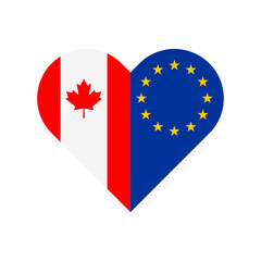 unity concept. heart shape icon of canada and european union flags. vector illustration isolated on white background