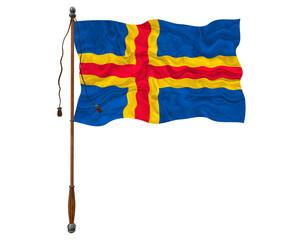 National Flag of Åland Islands. Background  with flag  of Åland Islands