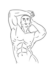 Muscular half-naked man
illustration, isolated on white background