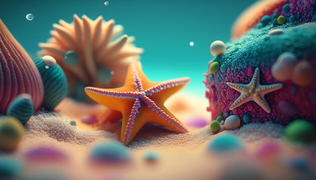 tropical starfish and seashell