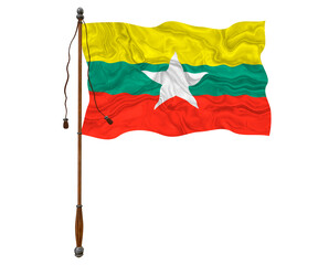 Fototapeta na wymiar National flag of Myanmar. Background with flag o Myanmar.