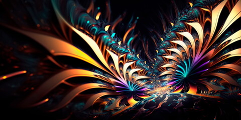 Colorful Fractal Light Abstract Background Generative AI