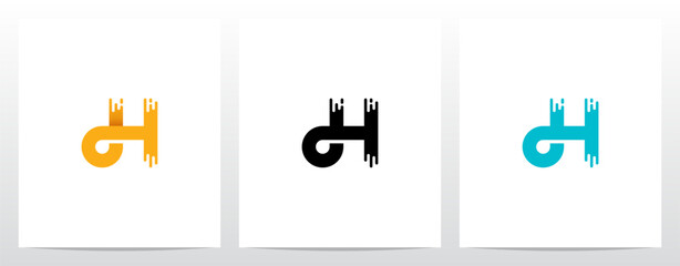  Circuit Loop Paint Lines Letter Logo Design H