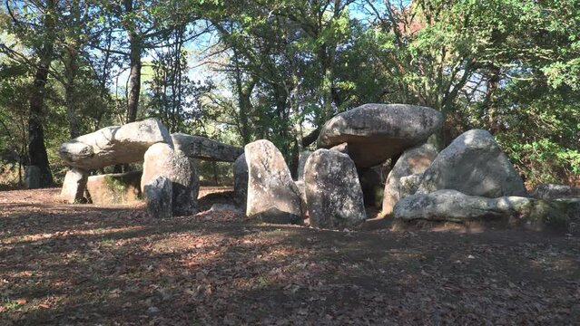 Mane Kerioned Dolmens also dolmen House of the Dwarfs - megalithic monument, Carnac, Brittany, Morbihan, France