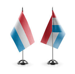 Small national flags of the Luxembourg on a white background