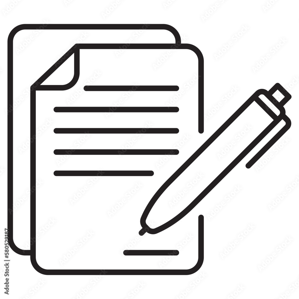 Wall mural contract icon in simple line style isolated on white background