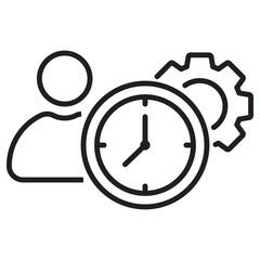Time management icon in linear style isolated on white background