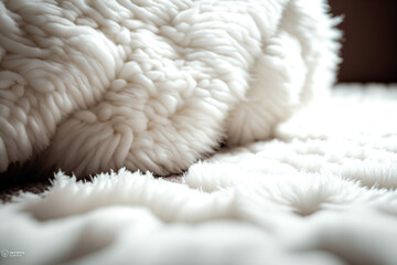 Fototapeta na wymiar A close up of a white fluffy blanket