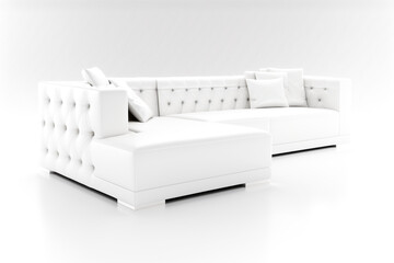 A white couch with a white on white background