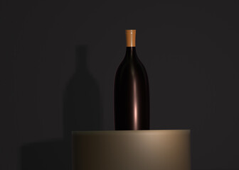 3D Rendering wine bottle. digitally drawn wine bottle illustration. for design presentations. Bottle mockup.