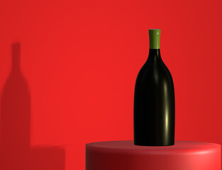 3D Rendering wine bottle. digitally drawn wine bottle illustration. for design presentations. Bottle mockup.