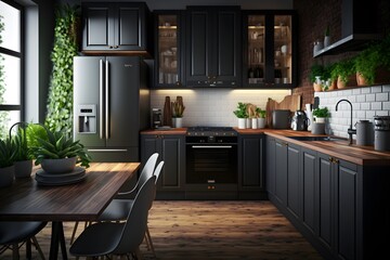 Fototapeta na wymiar very stylish modern kitchen interior design, Generative AI